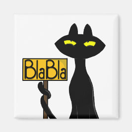Gato negro divertido "Bad Boogie - BlaBla-" Imán