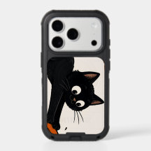 Gato negro divertido derribando una calabaza de Ha