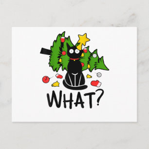 Gato Negro Divertido Navidad Árbol Alegre Santa Hu