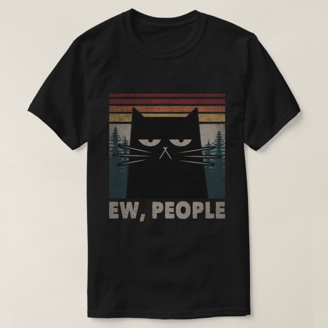 Gato negro divertido presentador de la camiseta (Diseño del anverso)