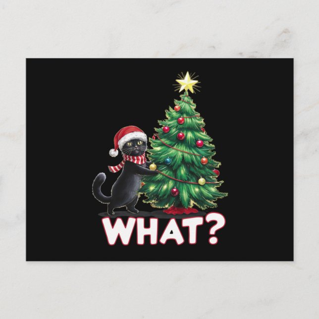 Gato Negro Divertido Qué Árbol De Navidad De Navid (Anverso)