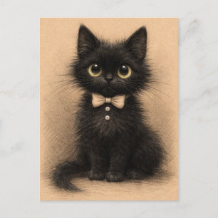 Gato negro divertido. Tarjeta postal