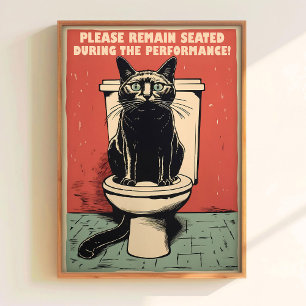 Gato negro en arte de inodoro Imprimible Arte dive
