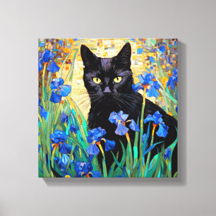 "Gato negro en arte iris morado