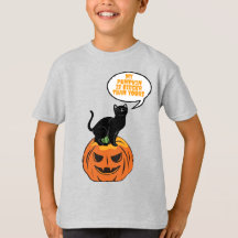 gato negro en calabaza, camiseta de Halloween