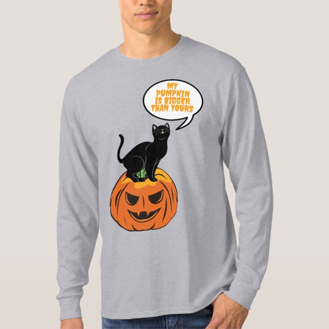 gato negro en calabaza, camiseta de Halloween (Anverso)