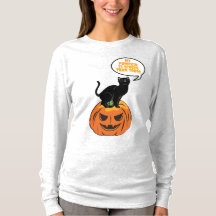 gato negro en calabaza, camiseta de Halloween