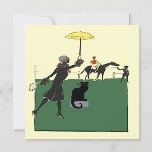 Gato negro en carrera de caballos (Anverso)