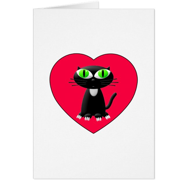 Gato Negro En Corazón Rojo (Frente)