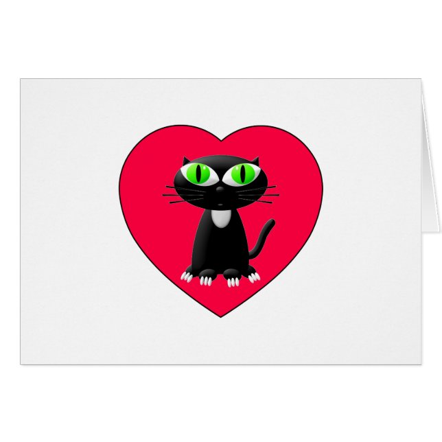 Gato Negro En Corazón Rojo (Anverso (Horizontal))