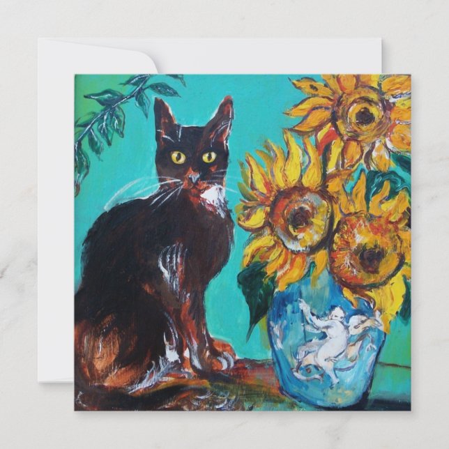 GATO NEGRO EN Fiesta VERDE AZULADO AZUL (Anverso)
