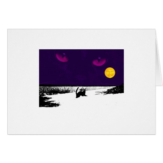 Gato negro en la Luna Llena (Anverso (Horizontal))