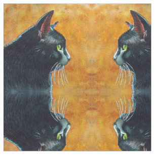 Gato negro en tela de perfil por Rachel M Brown