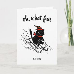 Gato Negro en Trineo Navidad Divertida