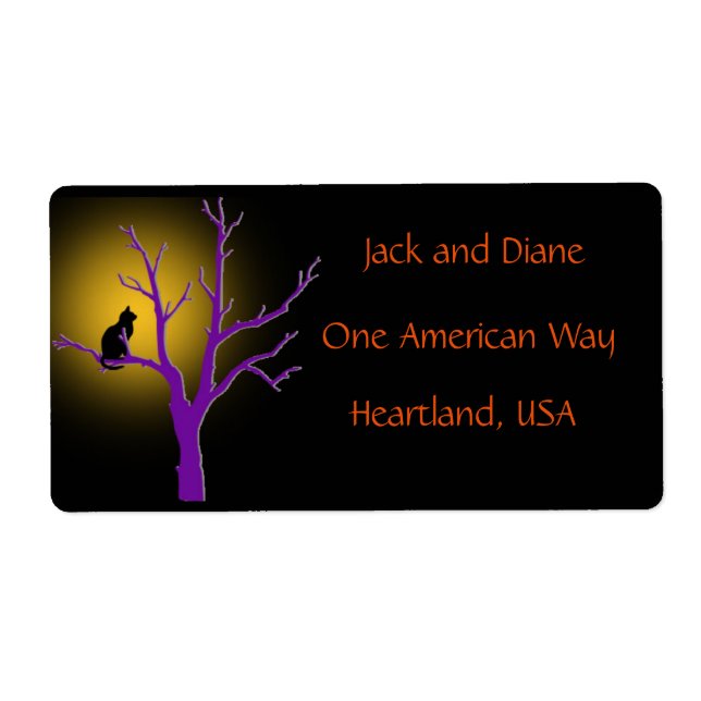 Gato negro en una etiqueta de árbol (Frente)