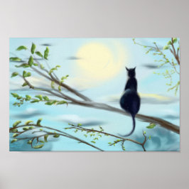 gato negro encaramado en arte de color de agua de