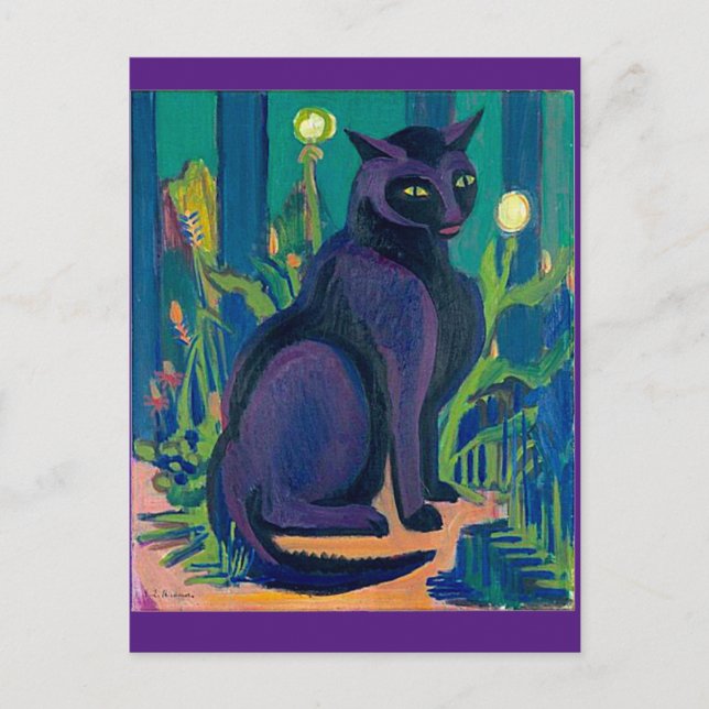 Gato negro, Ernst Ludwig Kirchner, postal Bella Ar (Anverso)