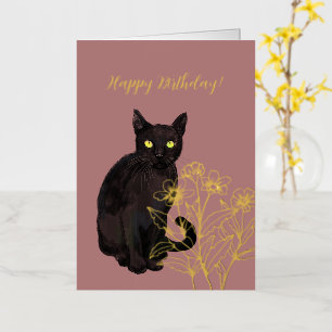 gato negro floral