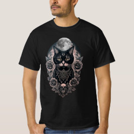 Gato negro gótico y camiseta lunar