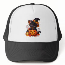 Gato Negro Halloween Sombrero de Calabaza