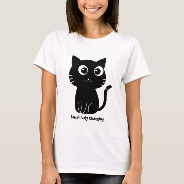 Gato negro kawaii - Camiseta de diseño de Personal (Anverso)