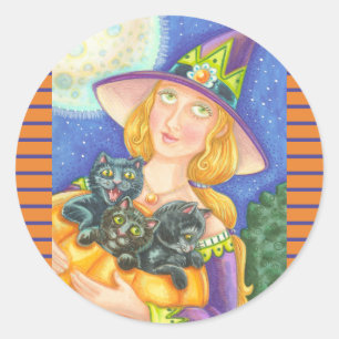 GATO NEGRO KITTENS Y PEGATINAS DE TESTIGOS RODEADO