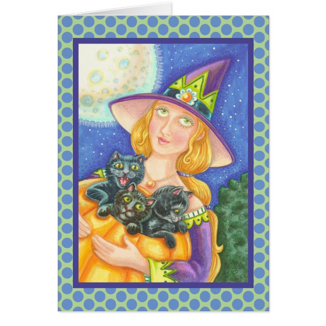 GATO NEGRO KITTENS Y TARJETA DE GREETING VERSE (Frente)