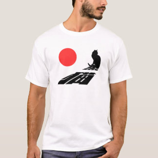 Gato negro, kuro neko, camiseta de kanji fresco ja