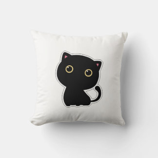 gato negro lindo con almohada amarilla de ojos