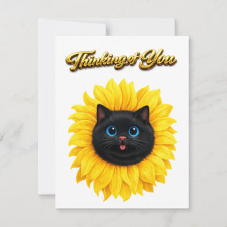 Gato negro lindo girasol Cara Pensando en ti