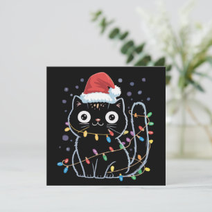 Gato negro lindo Santa Luces de Navidad Maullido G