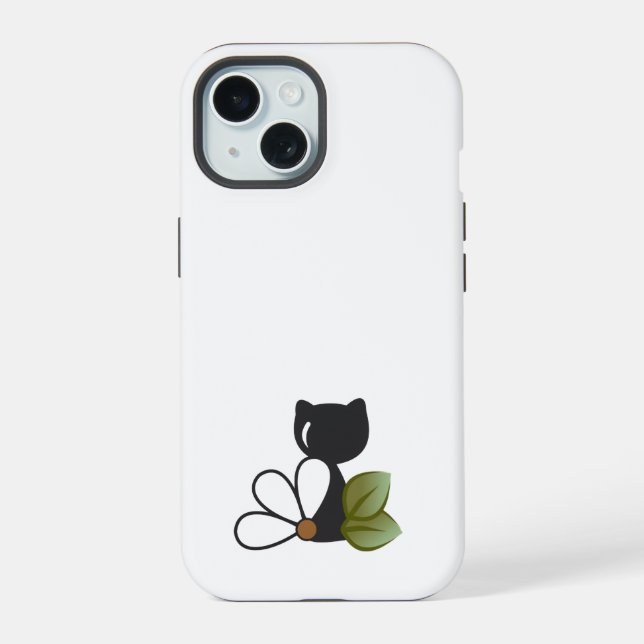 Gato negro lindo y flor – Personalizado (Reverso )