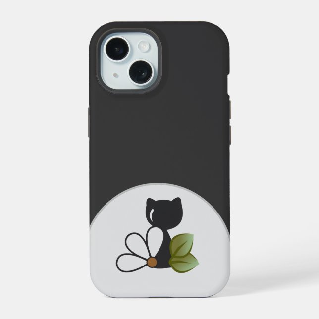 Gato negro lindo y flor – Personalizado (Reverso )