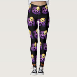 Gato negro luna llena Happy Halloween Leggings
