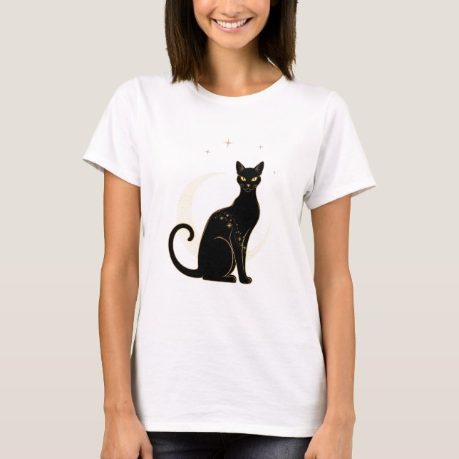 Gato negro mágico - Camiseta mística para mujer de (Anverso)