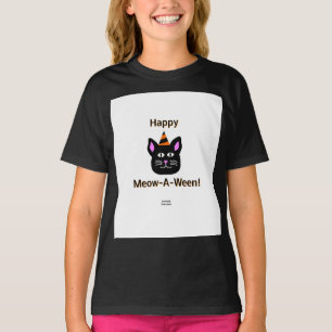 Gato negro Meow-A-Ween Chicas Camiseta básica negr