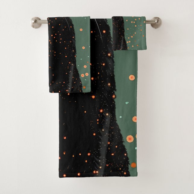 Gato negro místico con ojos Naranjas y Purpurina (In situ)