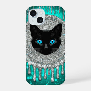 Gato Negro Ojos Azules Retrato Gótico Esmeralda