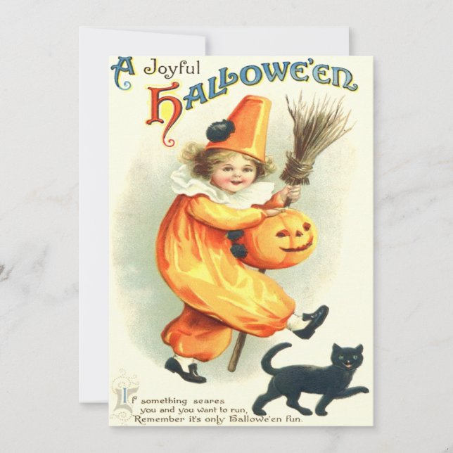 Gato Negro Payaso Lindo Jack O Lantern (Anverso)