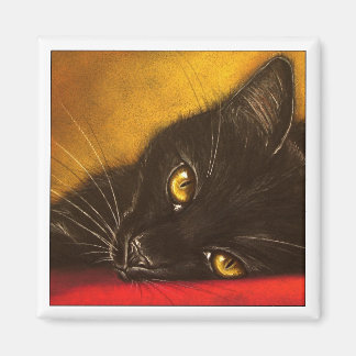 Gato negro perezoso - imán