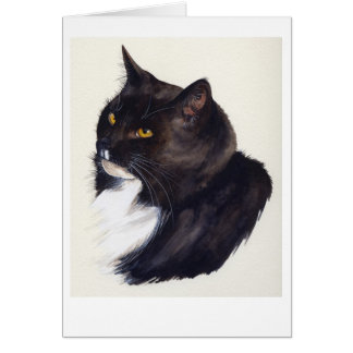 Gato negro pintado en acuarela