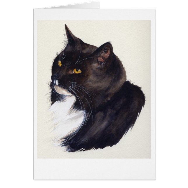 Gato negro pintado en acuarela (Frente)