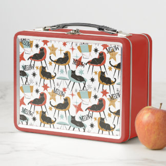 Gato Negro Retro en Caja de Almuerzo de Metal MCM