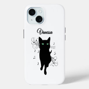Gato negro rodeado de notas musicales Personal