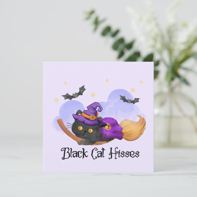 Gato negro silbido - Gato brujo de Halloween (Anverso de pie)