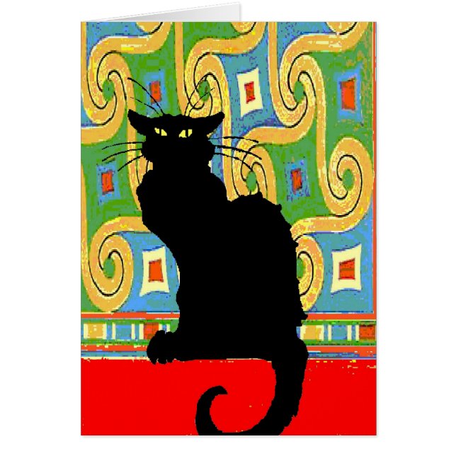 Gato negro sobre fondo de escritorio abstracto (Frente)