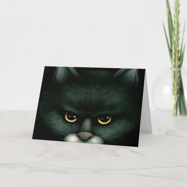 Gato negro - Tarjeta de Halloween (Anverso)