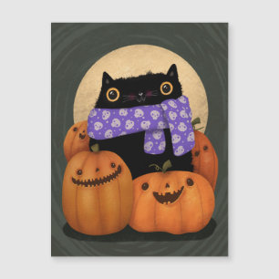 Gato Negro Temporada de Otoño Feliz Halloween