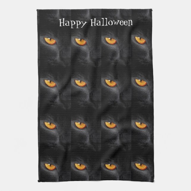 gato negro 🙀 toalla 🎃 cocina de Halloween (Vertical)