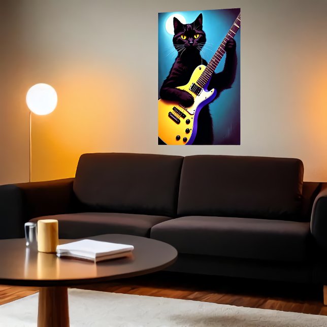 Gato negro tocando la guitarra | Arte IA (Subido por el creador)